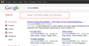 Google search result top bar