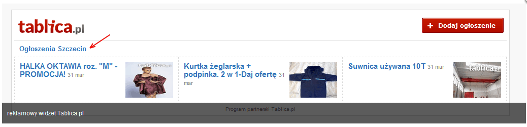 Widżet reklamy Tablica.pl