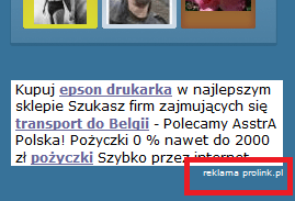 Reklama Prolinka na stronie - boks