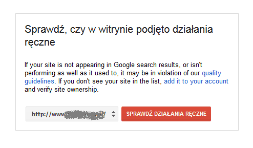 Sprawdź, czy w witrynie podjęto działania ręczne