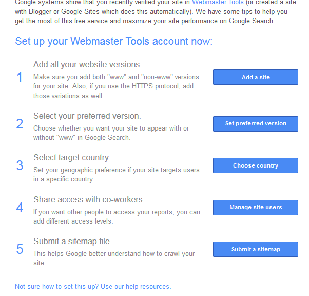 Komunikat od Google po dodaniu strony do Narzędzi dla Webmasterów - zwiększ jej widoczność w wynikach wyszukiwania